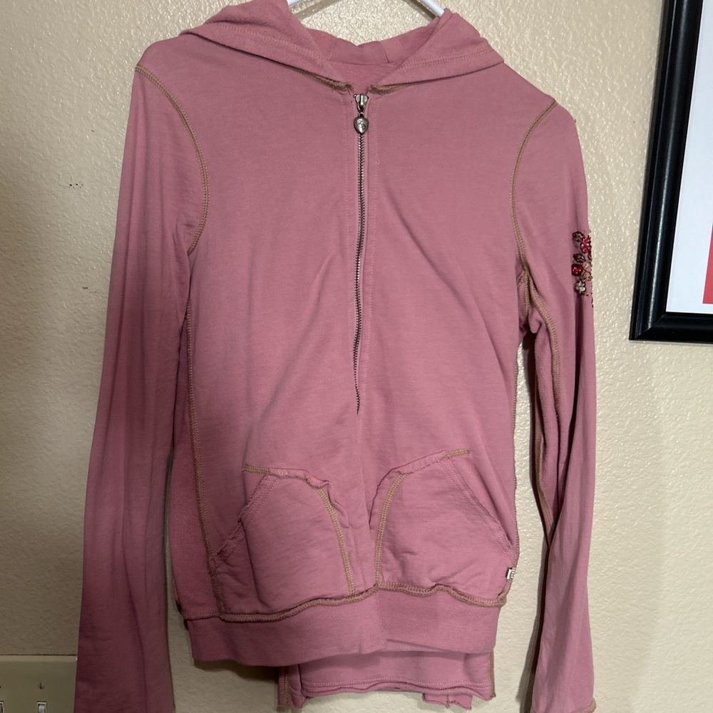 Pink Hooded Zip-Up Sweatshirt
